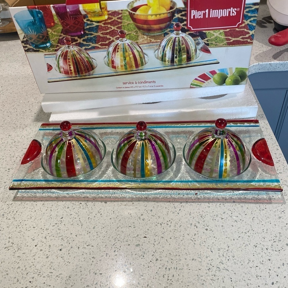 Pier 1 Imports 4 Piece Condiment Set ‎ NIB